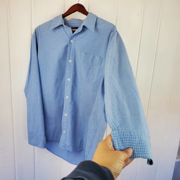 Bke Division Blue White Checkered Casual Collared Button Front Shirt Mens Medium - Picture 3 of 9
